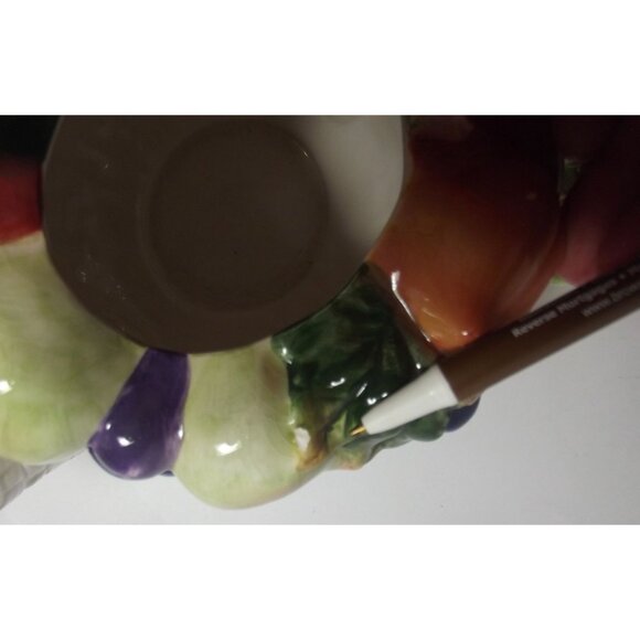 Teapot floral bow porcelain ceramic basketweave fruit with lid multicolor - Picture 13 of 16